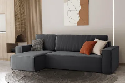 Produktbild von Ecksofa Schlafsofa Sofa MARIS Stoff Anthrazit Ottomane Links