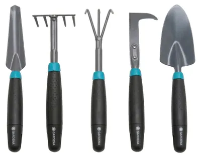 Produktbild von Gardena Garten Set, Blumengabel Fugenkratzer Blumenkelle Rechen Unkrautstecher
