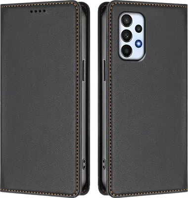 Image de Étui en cuir pour Samsung Galaxy A23 5G/4G, étui à rabat magnétique en cuirPolyuréthaneavec support, noir