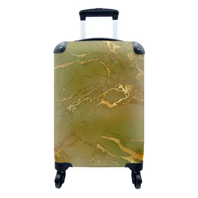 Produktbild von MuchoWow® Koffer Handgepäck Trolley Rollkoffer Kleine Reisekoffer mit 4 Rollen - Marmor - Gold - Grün - Chic - Cabin Size < 55x40x23 cm & 55x40x20 cm - Fotokoffer - Kabinenkoffer - Boardgepäck - Reise-Box - Reisekoffer - Reisegepäck - Koffer mit Bild - Trolley für Kinder