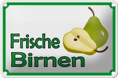 Produktbild von Blechschild Hinweis 18x12cm frische Birnen Hofladen