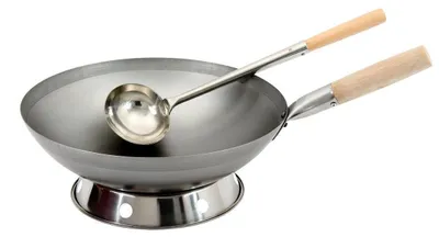 Produktbild von WOK SET, 36RB-K02-R04, Wok Pfanne 36 cm Ø runder Boden + Wok Kelle + Wok Ring