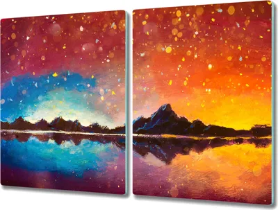 Produktbild von Coloray Hackbrett Kochplattenabdeckung Herdabdeckplatte 2x40x52 cm Schneidebrett Küchenbrett - Berge