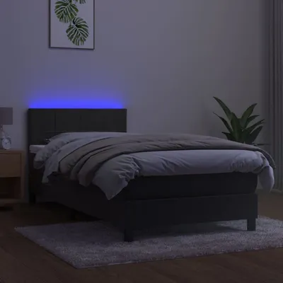 Produktbild von Design Möbel Boxspringbett mit Matratze & LED Dunkelgrau 80x200 cm Samt - 2024 Neu