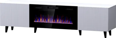 Produktbild von Furniture24 Fernsehschrank Pafos mit Kamin Unterschrank Lowboard 2 türiger Weiß