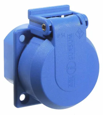 Image de as-Schwabe 45085 Prise encastrée à contact de protection, bleue, avec couvercle rabattable