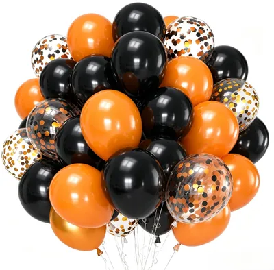 60 Latexballons Schwarz/Orange 30 cm Party-Deko-Set