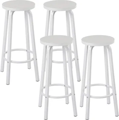 Produktbild von WOLTU 4er-Set Barhocker Barstuhl Bistrohocker Tresenhocker runde Sitzfläche aus MDF Gestell aus Metall Weiß