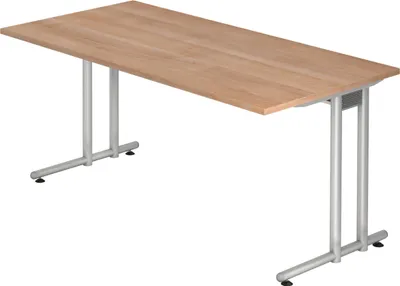 Produktbild von bümö Schreibtisch Serie-N - Größe:  160 x 80 cm, Nachbildung: Nussbaum