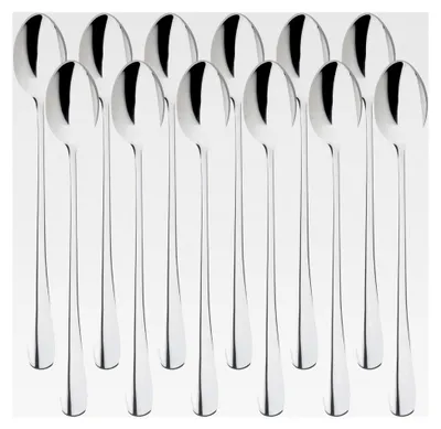 Produktbild von 12-teiliges Set Latte Macchiato Löffel, Edelstahl Eislöffel, lange Teelöffel für Dessert, Kaffee, Eiskaffee, Eistee, Milchshake, Eisbecher, 19,5 cm