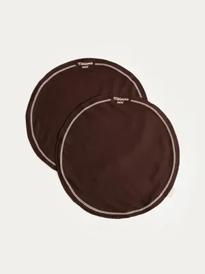 Zdjęcie produktu dla HOMLA Maty stołowe PATISSERIE MINI okrągłe brązowe z haftem, zestaw 2 szt.