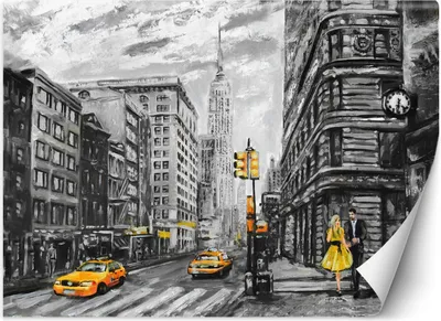 Produktbild von Vlies fototapete New Yorker Taxi 350x245 cm Feeby Grau inkl. Kleber einfache Montage