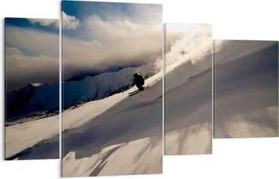 Produktbild von Bild auf Leinwand - Leinwandbild - Berge Ski Winter - 120x70cm - Wand Bild - Wanddeko - Wandbilder - Leinwanddruck - Bilder - Kunstdruck - Wanddekoration - Leinwand bilder - Wandkunst - DL120x70-0511