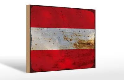 Produktbild von Holzschild Flagge Österreich 30x20cm Flag of Austria Rost