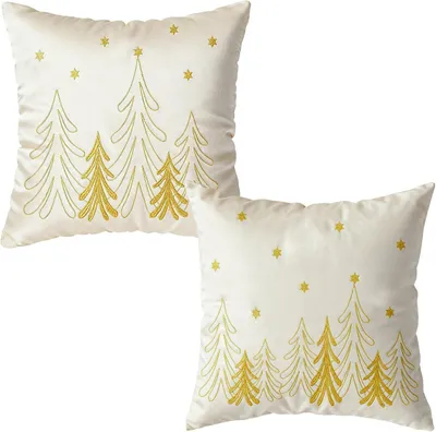 Produktbild von Weihnachts-Flanell-Kissenbezüge mit Stickerei, Weiß, 2 Stück, 45x45cm