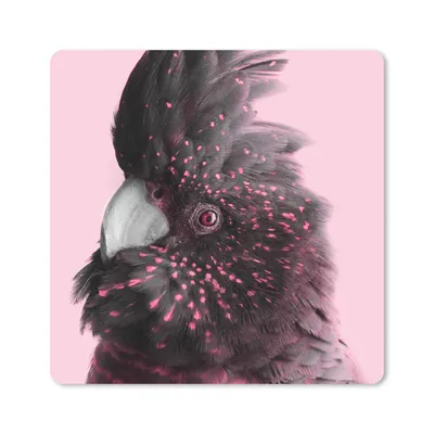 Produktbild von MuchoWow® Mauspad Mousepad Kakadu - Rosa - Schwarz 20x20 cm - Mousepads - Maus Mat - Pad - Mausunterlage - Desk Mat - Bureauartikeln