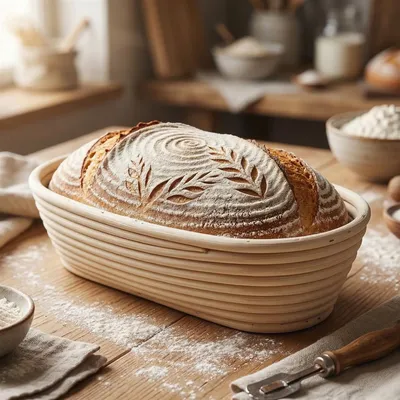 Image de Panier de fermentation en rotin, ovale, 30x12x6 cm, forme de pain