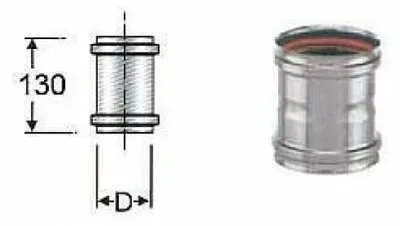 Obrázok produktu pre Nerezový, jednodielny, obvodový plášť z nehrdzavejúcej ocele AISI 316, dvojitý, pripojenie "samec-samica", priemer 250 mm