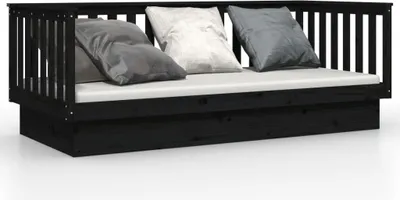 Obrázek produktu pro vidaXL Denní postel černá 100x200 cm z masivního borovicového dřeva