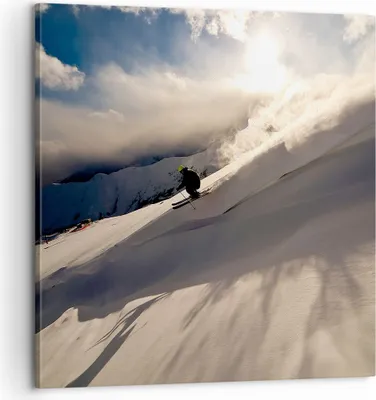 Produktbild von Bild auf Leinwand - Leinwandbild - Berge Ski Winter - 60x60cm - Wand Bild - Wanddeko - Wandbilder - Leinwanddruck - Bilder - Kunstdruck - Wanddekoration - Leinwand bilder - Wandkunst - AC60x60-0511