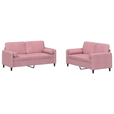 Imagen del producto de vidaXL Juego de 2 sofás con cojines, color rosa, tapizados en terciopelo