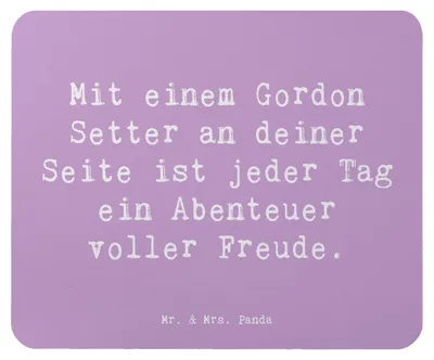 Produktbild von Mr. & Mrs. Panda Mauspad Spruch Gordon Setter Freude - Lavendeltraum - Geschenk, schwarzes und lohfarbenes Fell, bewegungsfreudig, schottische Hunderasse, laptop mousepad