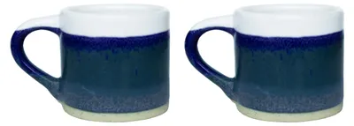 Espresso-Tassen aus Steinzeug, 2er-Set, Blau, 85 ml, modern