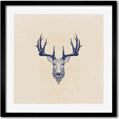 Produktbild von Bild - 50 cm x 50 cm - MDF - Rahmen, Wandkunst - Hirsch Hirsch