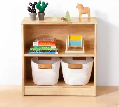 Produktbild von Gummiholz Kinder Bücherregal, Spielzeug Regal, 60 x 30 x 60 cm | Kinderfreundliche Sichere Höhe, Mühelose Montage, Kinderregal für Kinderzimmer, Klassenzimmer und Kindertagesstätten