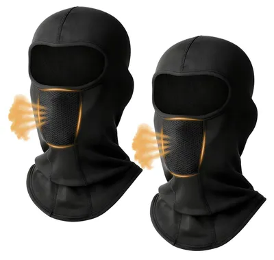 Obrázok produktu pre Športová kukla Balaclava, lyžiarska maska, priedušná, vetruodolná, teplá, pre pánov a dámy, čierna, 2 kusy
