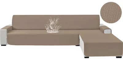 Productafbeelding van Bankhoes, L-vormig, voor 3 personen, waterdicht, lichtbruin, omkeerbaar, antislip