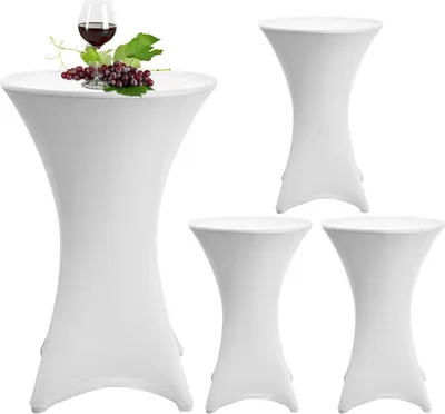 Obrázek produktu pro Aopunly 4x kryt barového stolu elastický pro bistro stůl se 4 popruhy na nohy Ø 60-65x110 cm Bílý