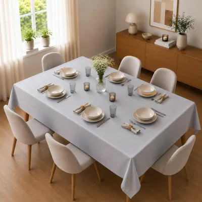 Immagine prodotto di Tovaglia 130 x 170 cm per tavolo da cucina e da pranzo in grigio chiaro