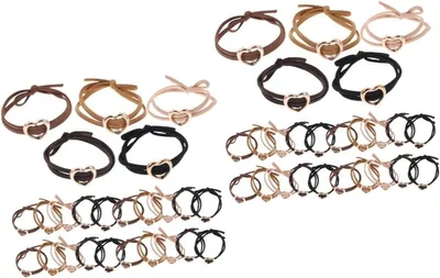 Produktbild von 60 Stück Leder-Haarschmuck für Damen und Mädchen, dicke elastische Haargummis, Haarbänder und Haarringe als modische Schmuckstücke für den Pferdeschwanz