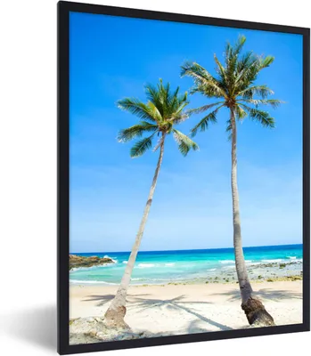 Produktbild von MuchoWow® Gerahmtes Poster Palme - Sommer - Tropisch 60x80 cm - Poster mit Schwarzem Bilderrahmen Wandposter Rahmen Foto Bilder - Premium - Wanddeko Wohnzimmer