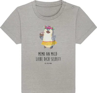 Produktbild von Mr. & Mrs. Panda  T-Shirt Pinguin Kokosnuss 24. - 36. Monat - Heather Grey - Geschenk, Babyshirt, Organic Baby Shirt, Urlaub, Aloha, Top, Kinder, Kleinkind, Hawaii