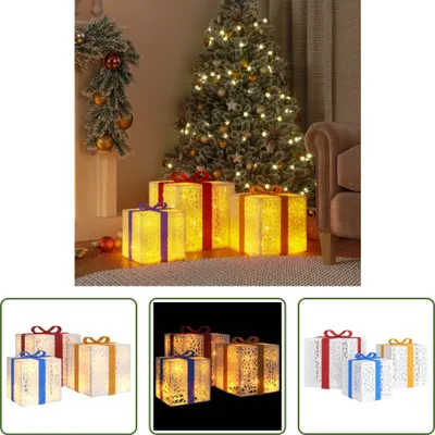 Immagine prodotto di The Living Store Scatole regalo illuminate 3 pezzi 64 LED Bianco caldo
