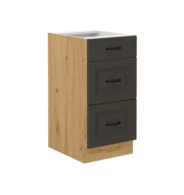 Image de Armoire de cuisine avec tiroirs SOPHIA – largeur 40 cm, graphite / chêne artisan