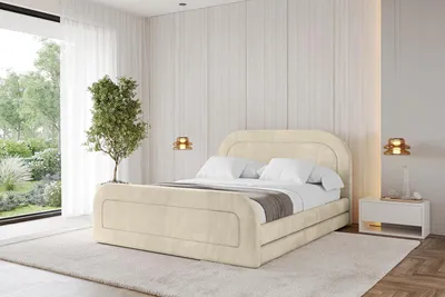 Produktbild von ALTDECOR Polsterbett mit Bettkasten - LERIS-Z 180x200 Beige- Bett mit Kopfteil und Fußteil, Boxbett ohne Matratze, Doppelbett mit Stauraum