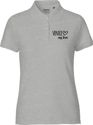 Produktbild von Huuraa Damen Polo Shirt Venice my love L Sport Grey Bio Baumwolle Fairtrade Poloshirt Geschenkidee