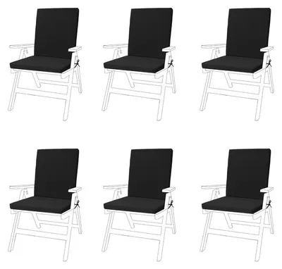 Produktbild von Gartenstuhlkissen – Wasserabweisendes Sitzkissen mit Komfortfüllung, Befestigungsbändern und Elastikband – Stuhlauflage für Garten, Terrasse und Balkon - 6 Stück