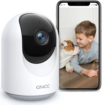 Produktbild von GNCC 360° detská pestúnka s kamerou 1080P Wifi Detská pestúnka s kamerou na sledovanie v interiéri, 2-cestný zvuk, nočné videnie, detekcia pohybu