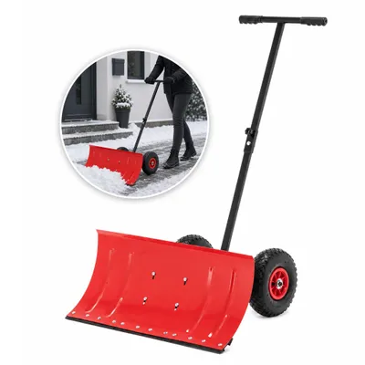 Produktbild von Schneeschaufel Schneeschieber 74×85 cm Hand-Schneeräumemit Rädern Höhenverstellbar Winkelverstellbar für Einfahrt & Garten