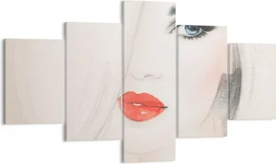 Produktbild von Bild auf Leinwand - Leinwandbild - Frau Gesicht Lippen - 125x70cm - Wand Bild - Wanddeko - Leinwanddruck - Bilder - Kunstdruck - Wanddekoration - Leinwand bilder - Wandkunst - EA125x70-3860