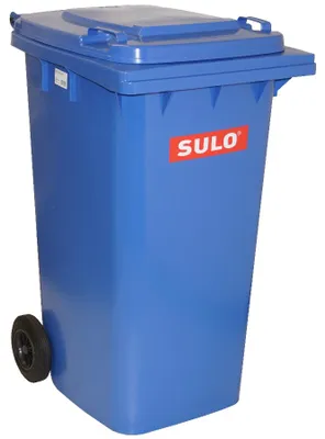 Zdjęcie produktu dla SULO duży pojemnik na odpady 240l HDPE niebieski mobilny, zgodny z EN 840 - 1072605