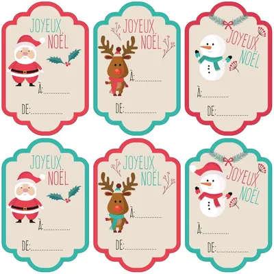 Produktbild von Weihnachtsaufkleber-Set mit 6 Geschenkanhängern – Selbstklebende Weihnachtsaufkleber – Festliche Dekoration – 20 x 20 cm