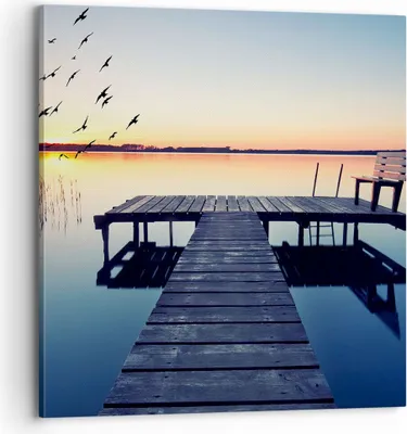 Produktbild von Bild auf Leinwand - Leinwandbild - See Brücke - 70x70cm - Wand Bild - Wanddeko - Wandbilder - Leinwanddruck - Bilder - Kunstdruck - Wanddekoration - Leinwand bilder - Wandkunst - AC70x70-3698