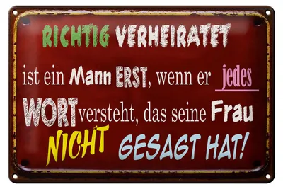 Produktbild von Blechschild Spruch 30x20cm Achtung Verheiratet ist Mann
