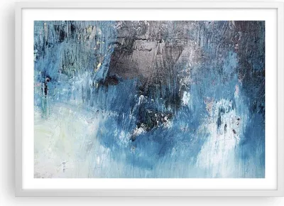 Produktbild von Gerahmtes Poster - Weißer Rahmen - Abstraktion Blau Schwarz - 70x50 cm - Wand Bild - Wanddeko - Wandbilder - Kunstposter - Wandposter - Bilderrahmen - Bilder - Kunstdruck - Wandbild - P2WAA70x50-4155