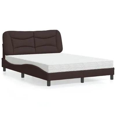 Productafbeelding van Maison Exclusive - Bed met matras "Hvar", donkerbruin, 140x190 cm, gestoffeerd